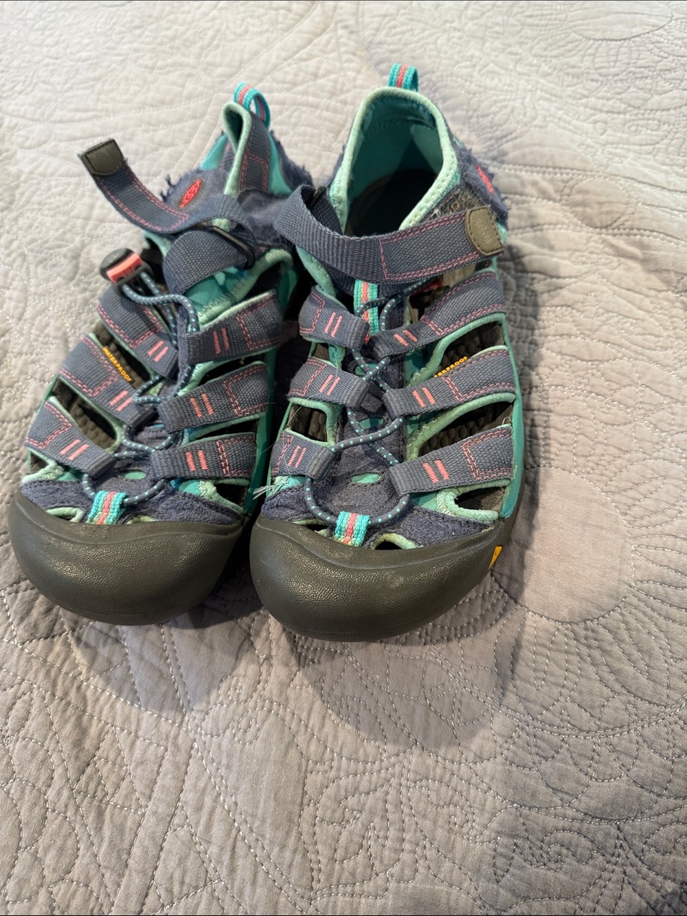 Keen Kids Navy Sport Sandals with Teal and Pink Accents